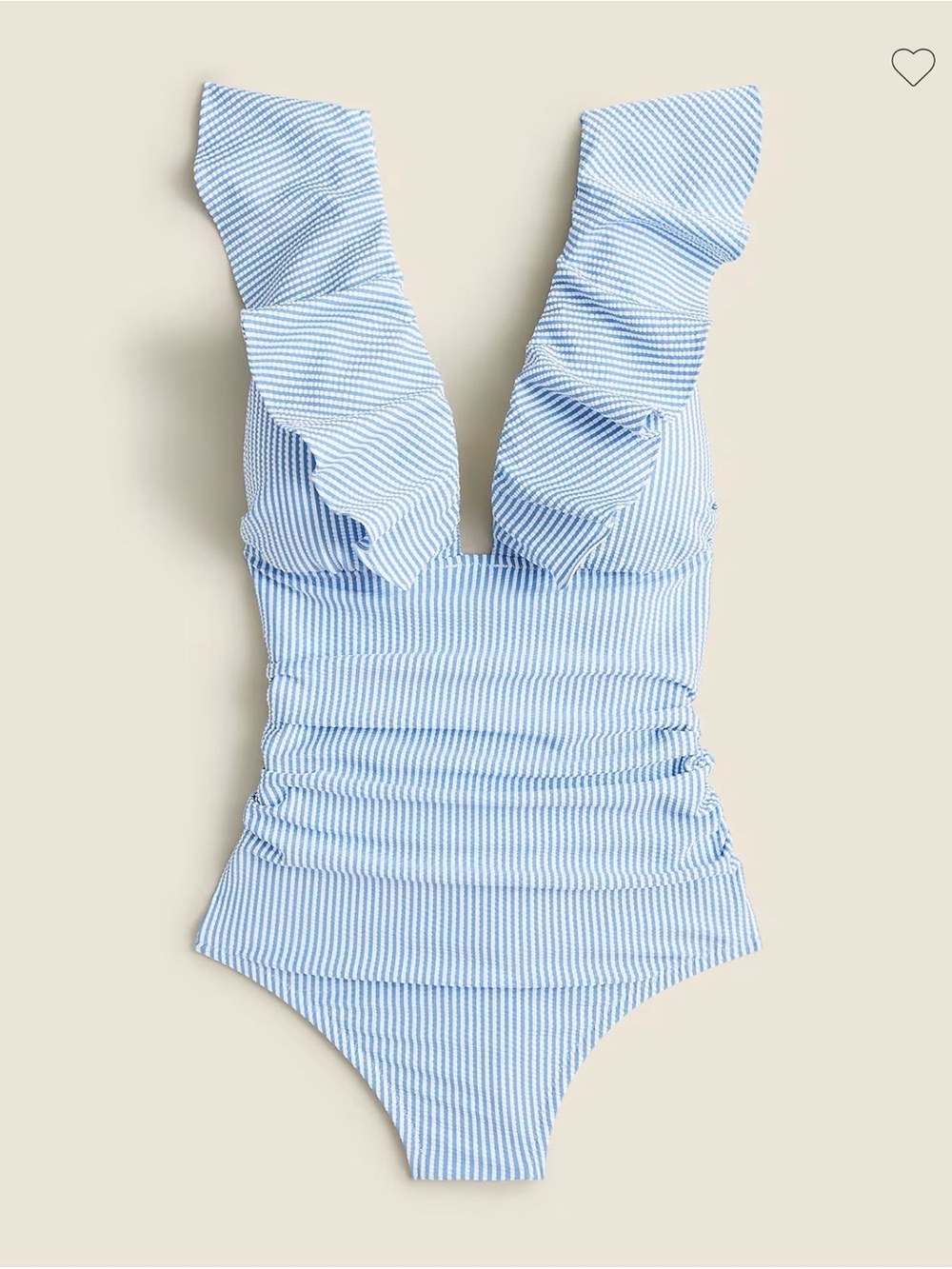 J. Crew Light Blue Striped Ruffle One-Piece Swimsuit